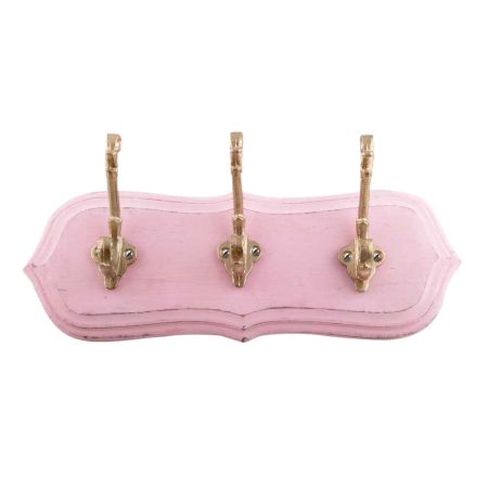 Pink Golden Small Wall Wooden Iron Hooks